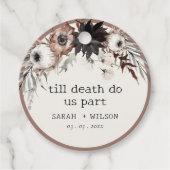 Boho rustiek Gotisch Roest Zwart Botanisch Bruilof Bedankjes Labels (Voorkant)