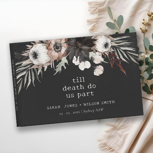 Boho rustiek Gotisch Roest Zwart Botanisch Bruilof Gastenboek