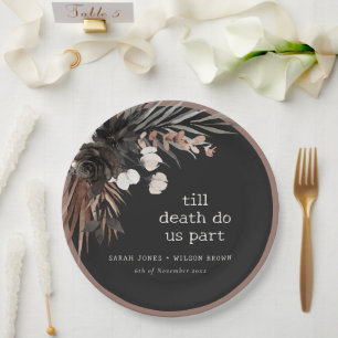 Boho rustiek Gotisch Roest Zwart Botanisch Bruilof Papieren Bordje