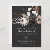 Boho rustiek Gotisch Roest Zwart Botanisch Bruilof Save The Date (Voorkant)