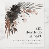 Boho rustiek Gotisch Roest Zwart Botanisch Bruilof Wijn Etiket (Enkel label)