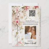 Boho Rustiek Roze Bloemen Foto Save the Date Kaart (Achterkant)
