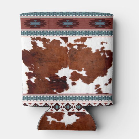 Boho rustiek Zuid-Western Koeienhuid Naam Blikjeskoeler (Achterkant)