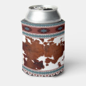 Boho rustiek Zuid-Western Koeienhuid Naam Blikjeskoeler (Blikje Achterkant)