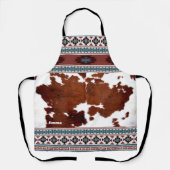 Boho rustiek Zuid-Western Koeienhuid Schort (Voorkant)