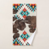 Boho rustiek Zuidwest Koeienhuid Azteeks Patroon Bad Handdoek (Handdoek)