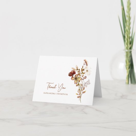 Boho Rustieke Aardse Natuur Botanische Bruiloftsdo Bedankkaart (Voorkant)