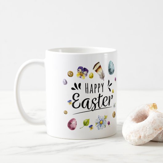 Boho rustieke aquarel kleurrijke Happy Easter Koffiemok (Met donut)