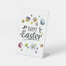 Boho rustieke aquarel kleurrijke Happy Easter Reclamebord Met Voetstuk