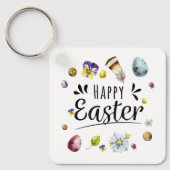 Boho rustieke aquarel kleurrijke Happy Easter Sleutelhanger (Voorkant)