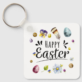Boho rustieke aquarel kleurrijke Happy Easter Sleutelhanger