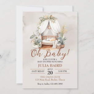 Boho Rustieke Baby Crib Shower Kaart