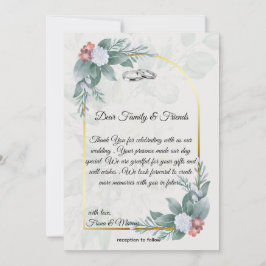 Boho Rustieke Bloemen & Elegante Huwelijk Bedankkaart