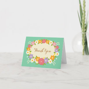 Boho Rustieke Bloemenkrans Bruiloft (Munt) Bedankkaart