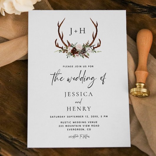 Boho Rustieke Bloemgewei bruiloft Kaart