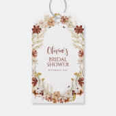 Boho Rustieke Bloemrijke Burgundy Bruidsfeest Cust Cadeaulabel (Achterkant)