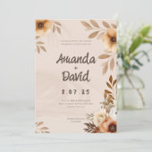 Boho Rustieke Elegante Huwelijksuitnodiging Kaart (Staand voorkant)