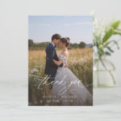 Boho rustieke foto bruiloft bedankkaart (Staand voorkant)