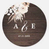 Boho rustieke Herfst bloemen bruiloft Ronde Sticker (Voorkant)