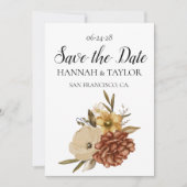 Boho Rustieke Herfst Bloemige Trouwfoto Save The Date (Voorkant)