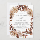 Boho Rustieke Herfst Herfst Bloemen Krans Huwelijk Kaart (Voorkant)