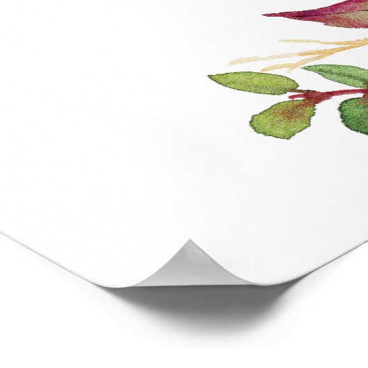 Boho rustieke marsala bloemrijke bruidsdouche welk poster (Hoek)