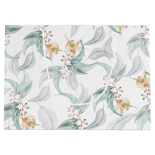 Boho rustieke Munt Waterverf Eucalyptus Floral Groot Cadeauzakje (Voorkant)