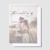 Boho rustieke overlay foto bruiloft vellum uitnodigingen (Offset)