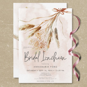 Boho Rustieke Pampas & Gedroogd Boeket Bruidslunch Kaart
