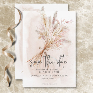 Boho rustieke pampa's & gedroogd gras boeket bruil save the date