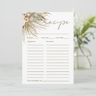 Boho rustieke Pampas Grass Bloemen Breng Recept Ka Bedankkaart