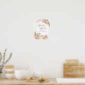 Boho rustieke pompoen Herfst hij of zij teken Poster (Keuken)