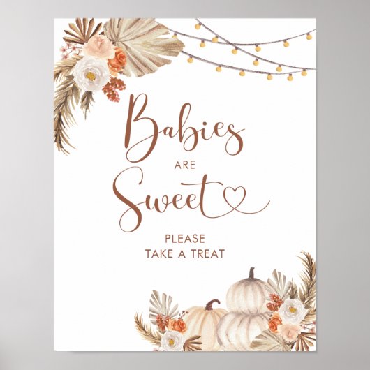 Boho rustieke pompoen Herfst in liefde baby's zijn Poster (Voorkant)