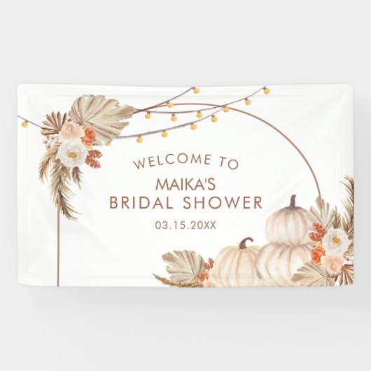 Boho rustieke pompoen Herfst in liefde grote banne Spandoek (Horizontaal)