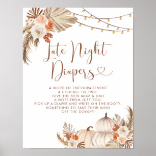 Boho rustieke pompoen Herfst in liefde Late Night  Poster