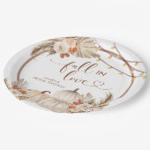 Boho rustieke pompoen Herfst in liefde papier Bord (Gekanteld)