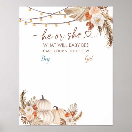 Boho rustieke pompoen Herfst stembord Poster (Voorkant)