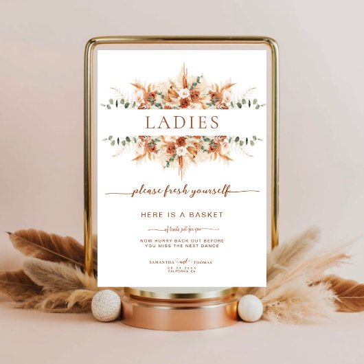 Boho Rustieke Trouwdames Badkamermand Poster