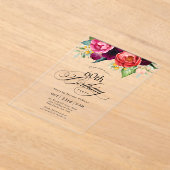 Boho rustieke Waterverf Bloemen 60e verjaardagsfee Acryl Uitnodigingen (Laagn)