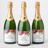 Boho rustieke Waterverf Bloemen 80e Verjaardag Sparkling Wijnetiket (Flessen)