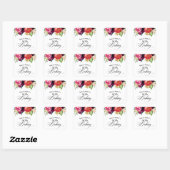 Boho rustieke Waterverf Bloemen 80ste verjaardagsf Vierkante Sticker (Vel)
