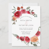 Boho rustieke waterverf bloemen huwelijksuitnodigi kaart (Voorkant)