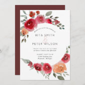 Boho rustieke waterverf bloemen huwelijksuitnodigi kaart (Voorkant / Achterkant)