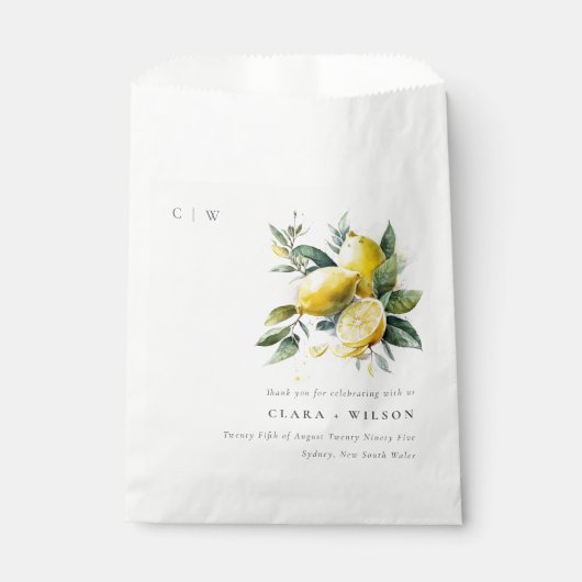 Boho rustieke Waterverf geel citroen tuin bruiloft Bedankzakje (Voorkant)