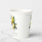 Boho rustieke Waterverf geel citroen tuin bruiloft Papieren Bekers (Rechts)