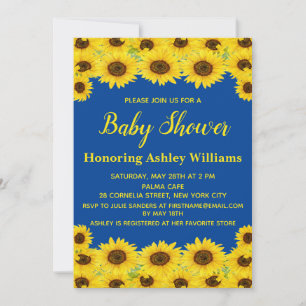 Boho Rustieke Waterverf Zonnebloem Schattige Baby Kaart
