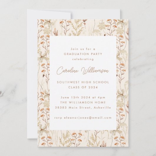 Boho rustieke weide bloemen bloemen bloemstudeerfe kaart (Voorkant)