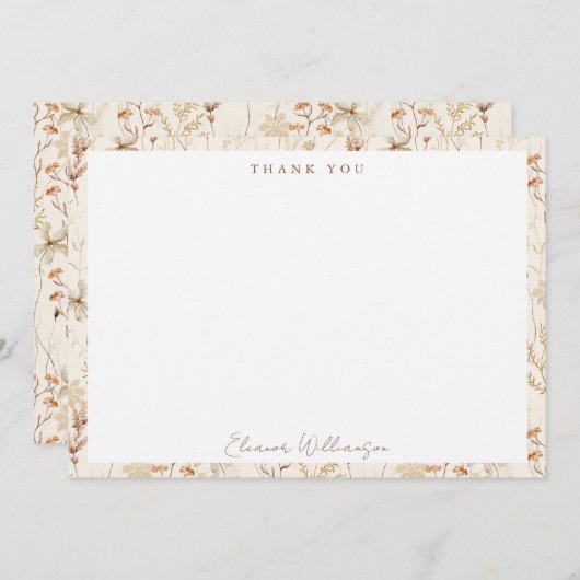 Boho Rustieke Weide Bloemen Bruiloft Feest Bedankkaart (Voorkant / Achterkant)