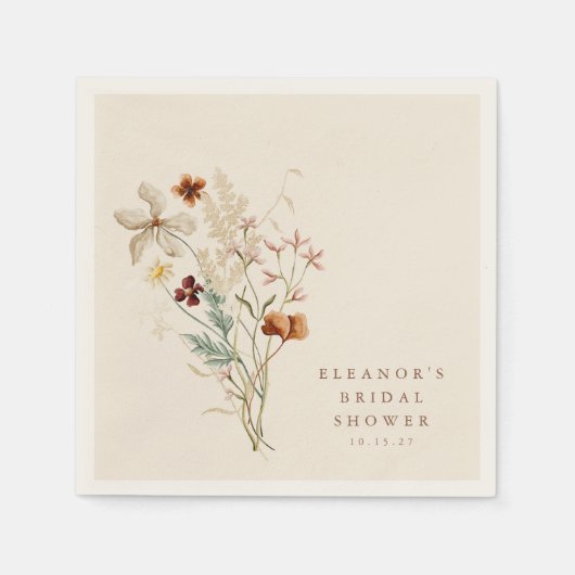 Boho Rustieke Weide Bloemen Bruiloft Servet (Voorkant)