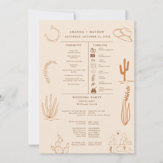Boho Rustieke Westerne Cowboy Wedding Info Graphic Kaart (Voorkant)